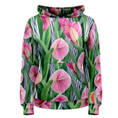 Classy Watercolor Flowers Women s Pullover Hoodie by GardenOfOphir