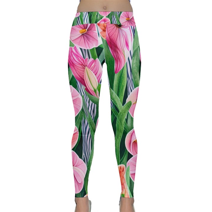 Classy Watercolor Flowers Classic Yoga Leggings