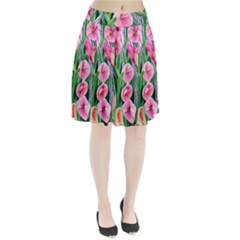 Classy Watercolor Flowers Pleated Skirt by GardenOfOphir