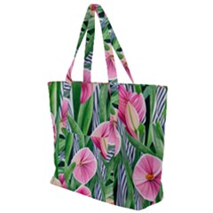 Classy Watercolor Flowers Zip Up Canvas Bag by GardenOfOphir