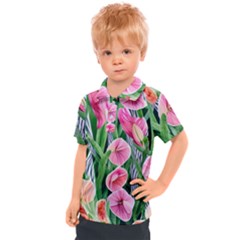 Classy Watercolor Flowers Kids  Polo Tee