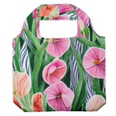 Classy Watercolor Flowers Premium Foldable Grocery Recycle Bag by GardenOfOphir