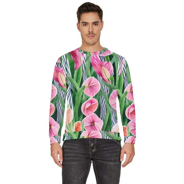 Classy Watercolor Flowers Men s Fleece Sweatshirt