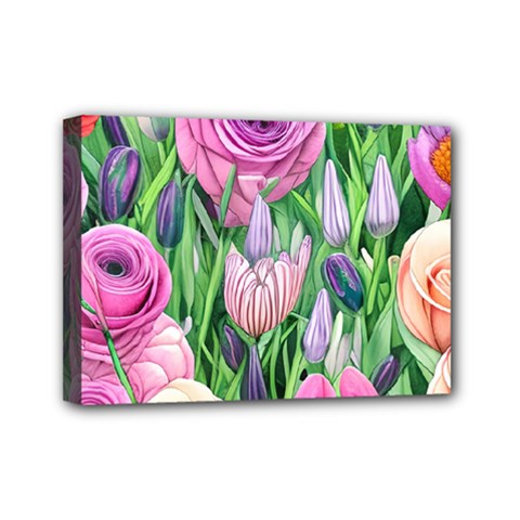 Classic Watercolor Flowers Mini Canvas 7  X 5  (stretched) by GardenOfOphir