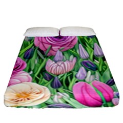 Classic Watercolor Flowers Fitted Sheet (king Size) by GardenOfOphir