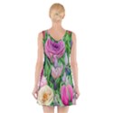 Classic Watercolor Flowers V-Neck Sleeveless Dress View2