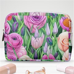 Classic Watercolor Flowers Make Up Pouch (medium) by GardenOfOphir