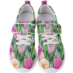 Classic Watercolor Flowers Men s Velcro Strap Shoes by GardenOfOphir