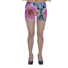 Choice Watercolor Flowers Skinny Shorts by GardenOfOphir