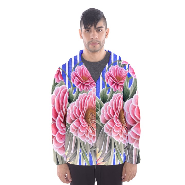 Choice Watercolor Flowers Men s Hooded Windbreaker