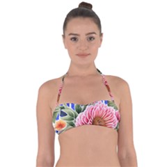 Choice Watercolor Flowers Halter Bandeau Bikini Top by GardenOfOphir