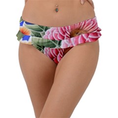 Choice Watercolor Flowers Frill Bikini Bottoms by GardenOfOphir