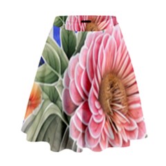 Choice Watercolor Flowers High Waist Skirt by GardenOfOphir