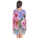 Choice Watercolor Flowers Long Sleeve V-neck Flare Dress View2