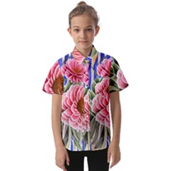 Choice Watercolor Flowers Kids  Short Sleeve Shirt by GardenOfOphir