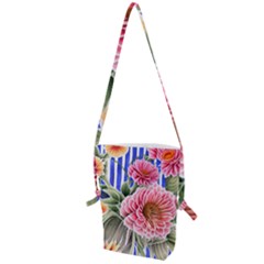 Choice Watercolor Flowers Folding Shoulder Bag by GardenOfOphir