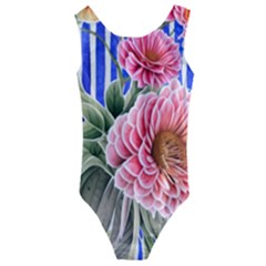 Choice Watercolor Flowers Kids  Cut-out Back One Piece Swimsuit by GardenOfOphir