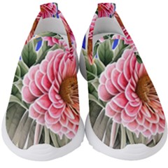 Choice Watercolor Flowers Kids  Slip On Sneakers by GardenOfOphir