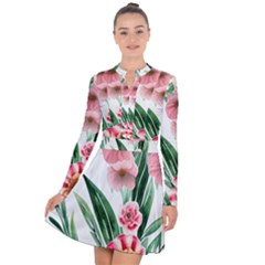 Chic Watercolor Flowers Long Sleeve Panel Dress by GardenOfOphir