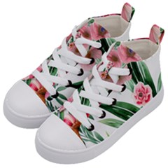 Chic Watercolor Flowers Kids  Mid-top Canvas Sneakers by GardenOfOphir