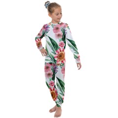 Chic Watercolor Flowers Kids  Long Sleeve Set  by GardenOfOphir