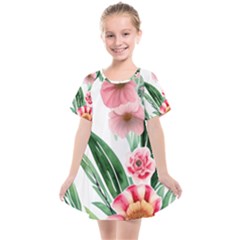 Chic Watercolor Flowers Kids  Smock Dress by GardenOfOphir