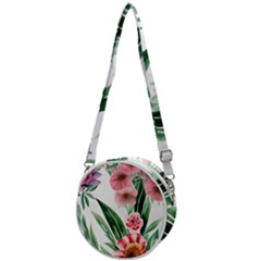 Chic Watercolor Flowers Crossbody Circle Bag by GardenOfOphir