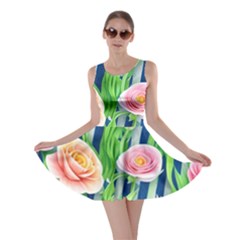 Dazzling Watercolor Flowers Skater Dress by GardenOfOphir