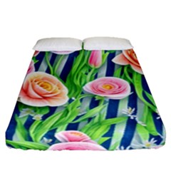 Dazzling Watercolor Flowers Fitted Sheet (queen Size) by GardenOfOphir