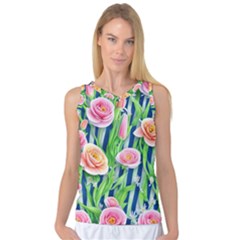 Dazzling Watercolor Flowers Women s Basketball Tank Top by GardenOfOphir