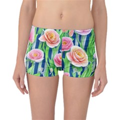 Dazzling Watercolor Flowers Boyleg Bikini Bottoms by GardenOfOphir