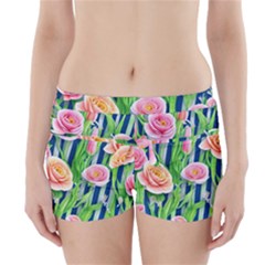 Dazzling Watercolor Flowers Boyleg Bikini Wrap Bottoms by GardenOfOphir