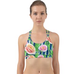 Dazzling Watercolor Flowers Back Web Sports Bra by GardenOfOphir