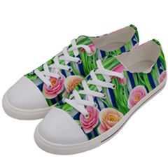 Dazzling Watercolor Flowers Women s Low Top Canvas Sneakers by GardenOfOphir