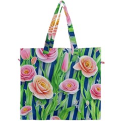 Dazzling Watercolor Flowers Canvas Travel Bag by GardenOfOphir