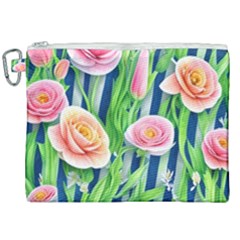 Dazzling Watercolor Flowers Canvas Cosmetic Bag (xxl) by GardenOfOphir