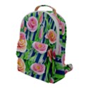 Dazzling Watercolor Flowers Flap Pocket Backpack (Large) View1