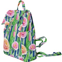 Dazzling Watercolor Flowers Buckle Everyday Backpack by GardenOfOphir