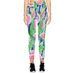 Dazzling Watercolor Flowers Pocket Leggings  by GardenOfOphir