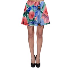 Classy Watercolor Flowers Skater Skirt by GardenOfOphir