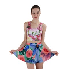 Classy Watercolor Flowers Mini Skirt by GardenOfOphir