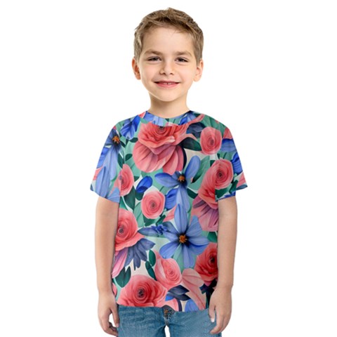 Classy Watercolor Flowers Kids  Sport Mesh Tee by GardenOfOphir