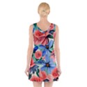 Classy Watercolor Flowers V-Neck Sleeveless Dress View2