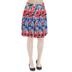 Classy Watercolor Flowers Pleated Skirt by GardenOfOphir