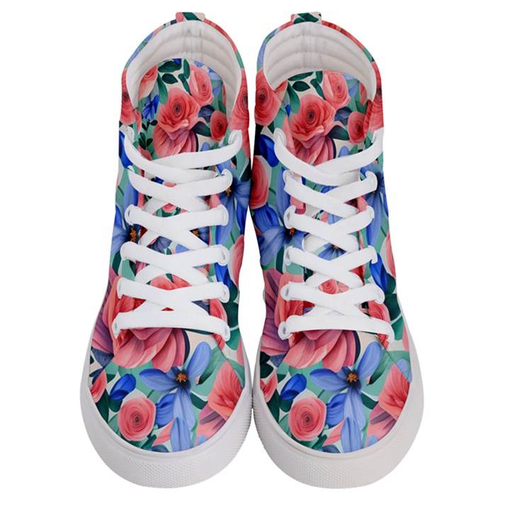 Classy Watercolor Flowers Women s Hi-Top Skate Sneakers