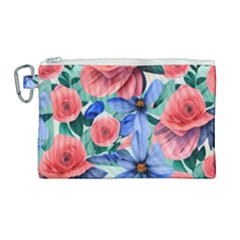 Classy Watercolor Flowers Canvas Cosmetic Bag (large) by GardenOfOphir