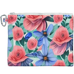 Classy Watercolor Flowers Canvas Cosmetic Bag (xxxl) by GardenOfOphir