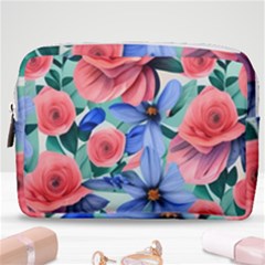 Classy Watercolor Flowers Make Up Pouch (medium) by GardenOfOphir