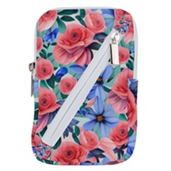 Classy Watercolor Flowers Belt Pouch Bag (small) by GardenOfOphir