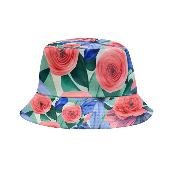 Classy Watercolor Flowers Inside Out Bucket Hat